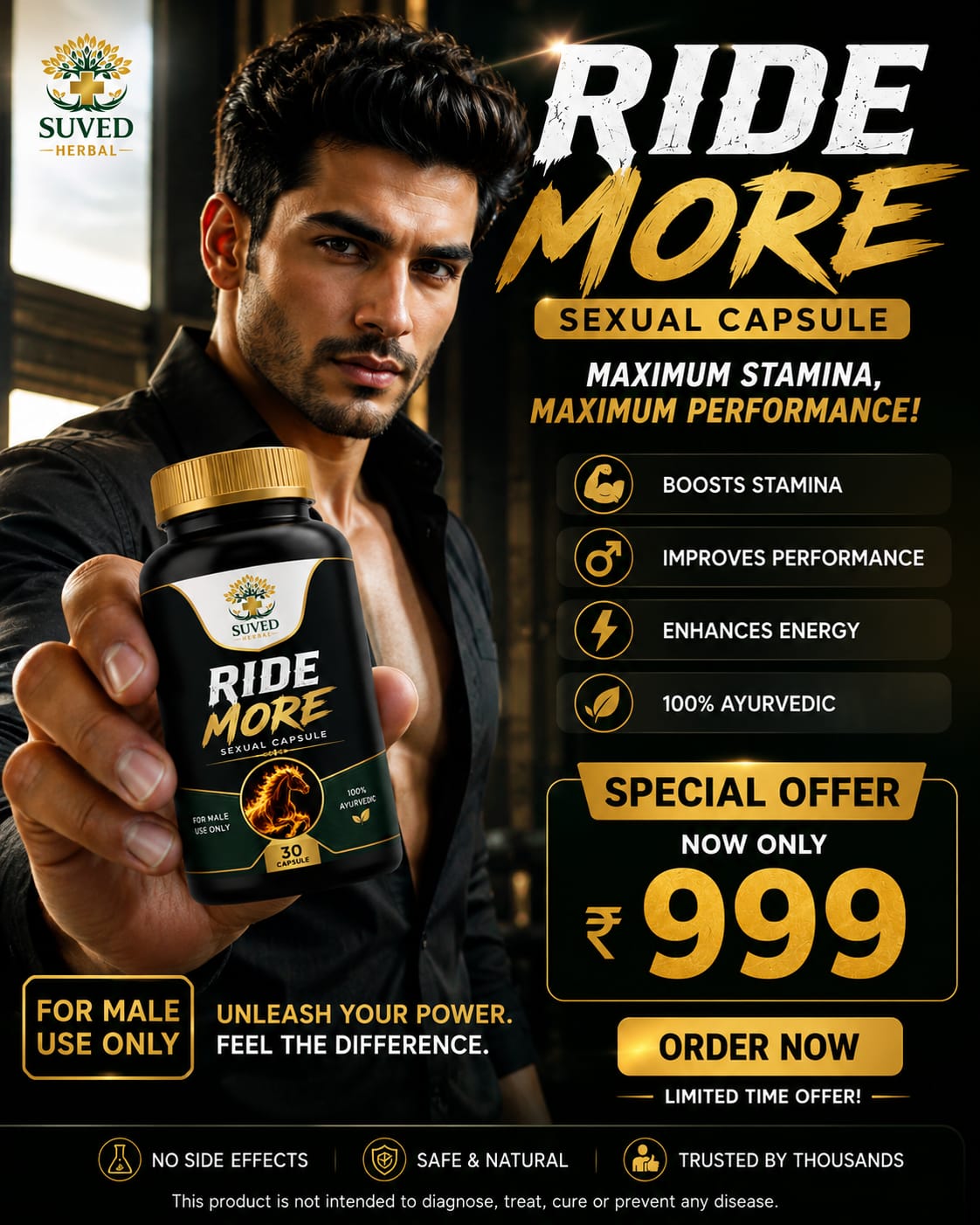 Suved Herbal Ride More Capsules – Ayurvedic Men's Wellness Supplement (30 Capsules)