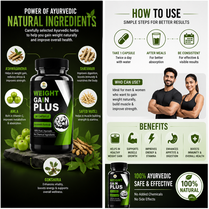 Suved Herbal Weight Gain Plus – Ayurvedic Capsules